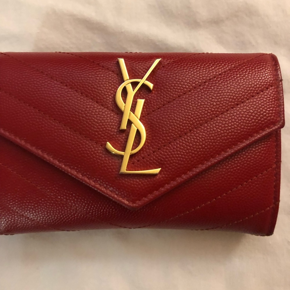 YSL red chevron wallet